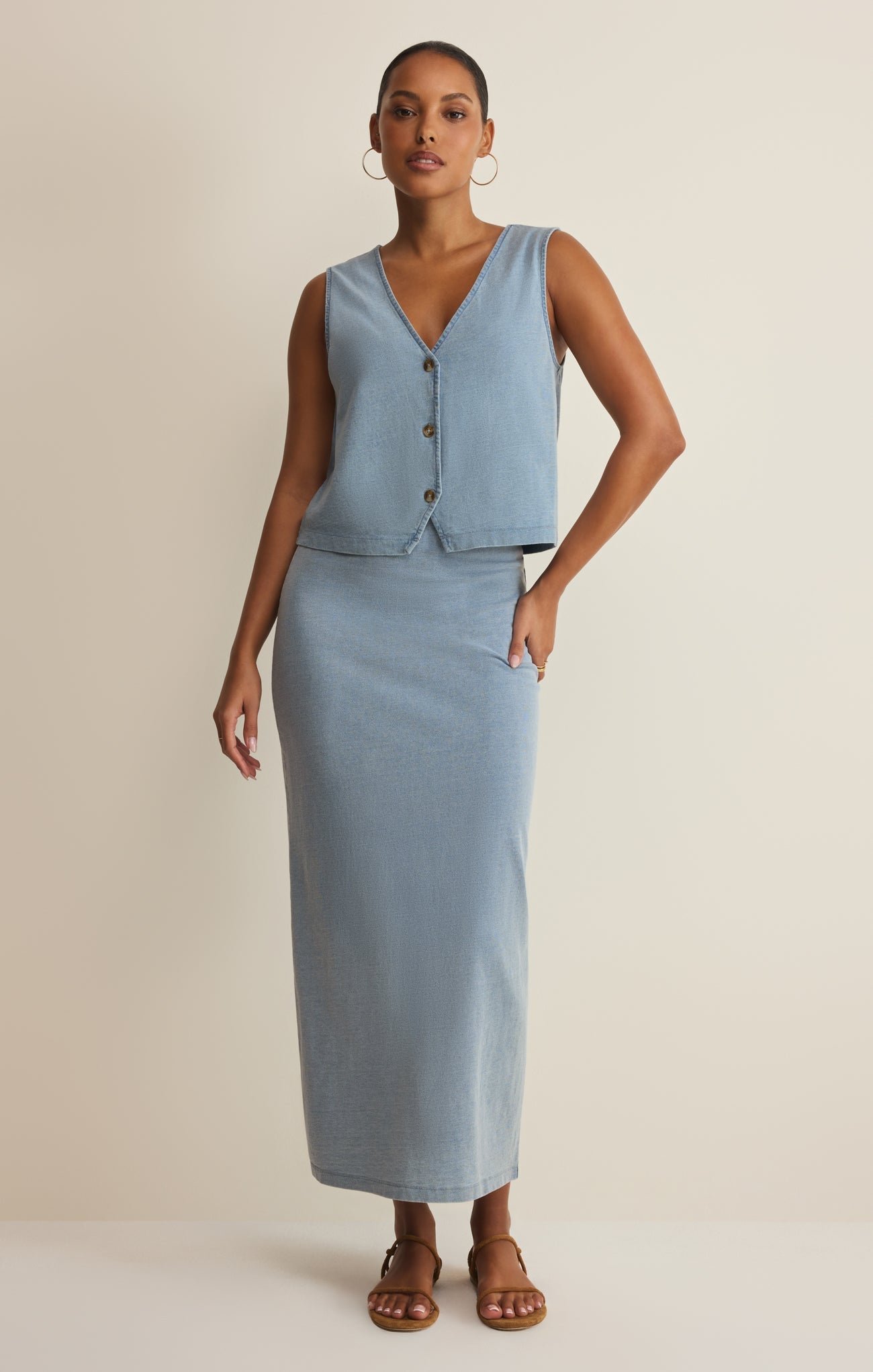 Gail Jersey Denim Midi