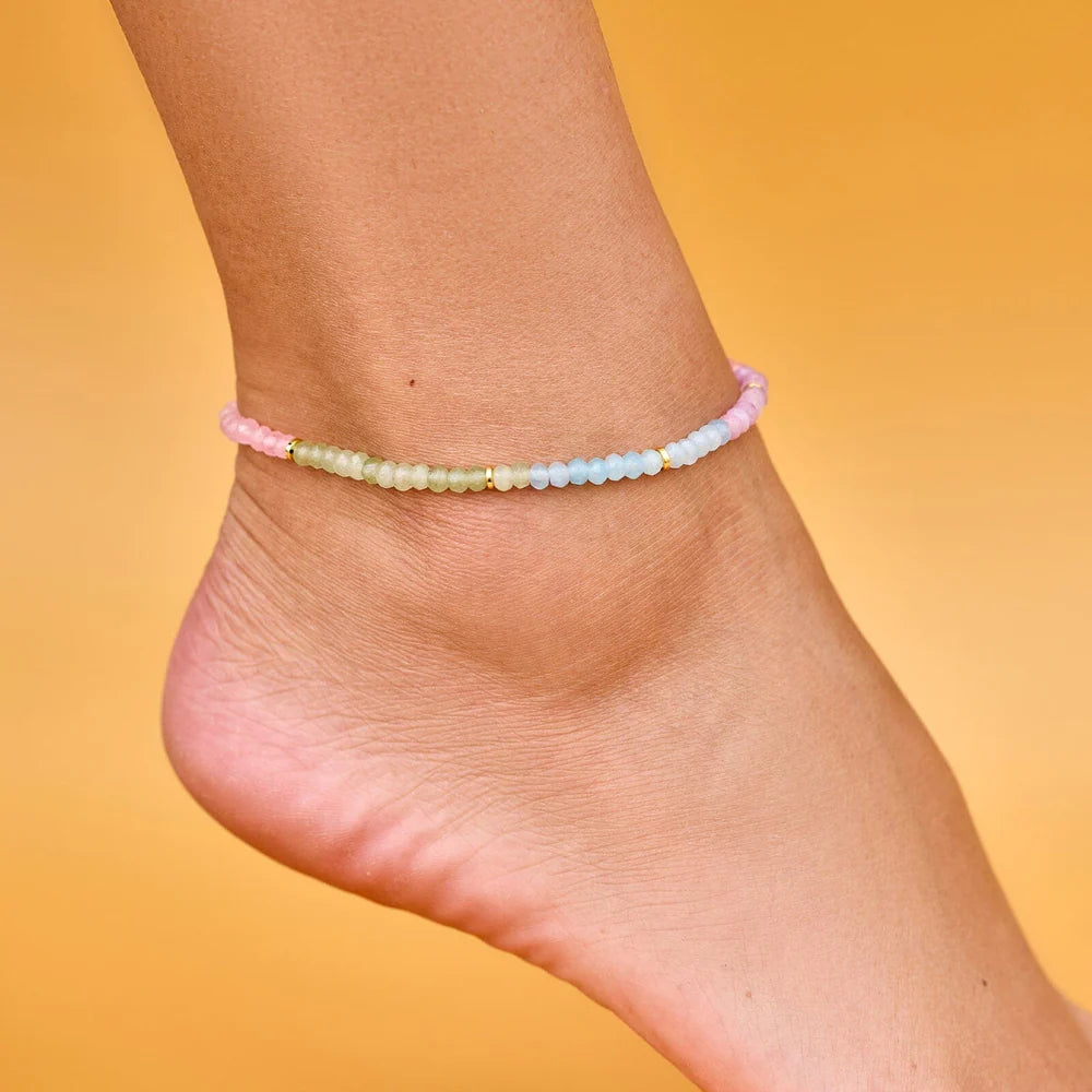 Rainbow Bead Stretch Anklet