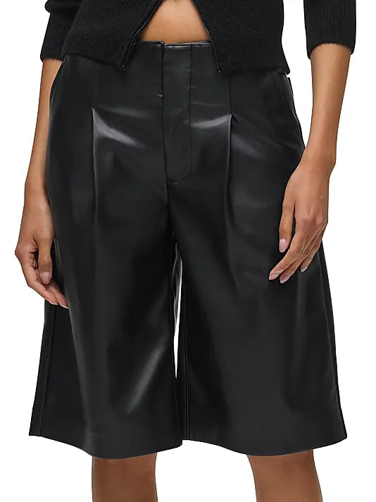 Faux Leather Pleated Shorts