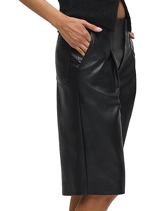 Faux Leather Pleated Shorts