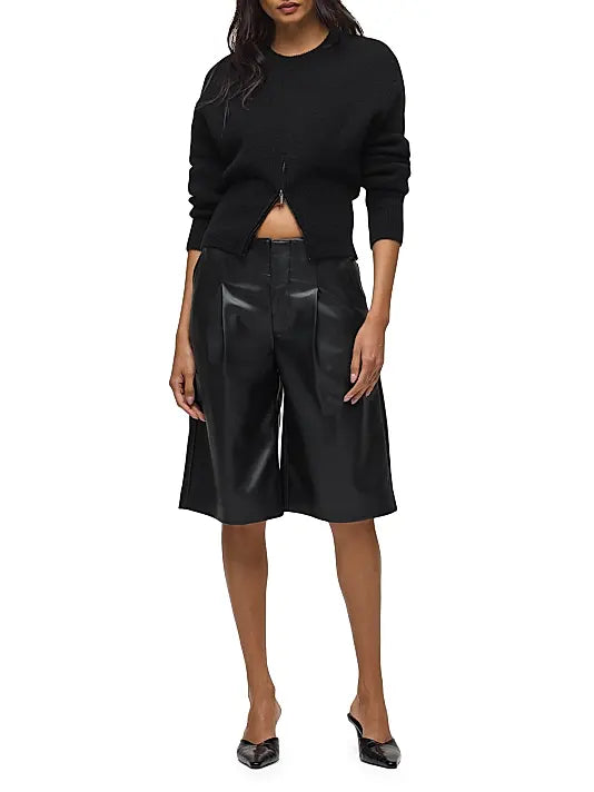 Faux Leather Pleated Shorts